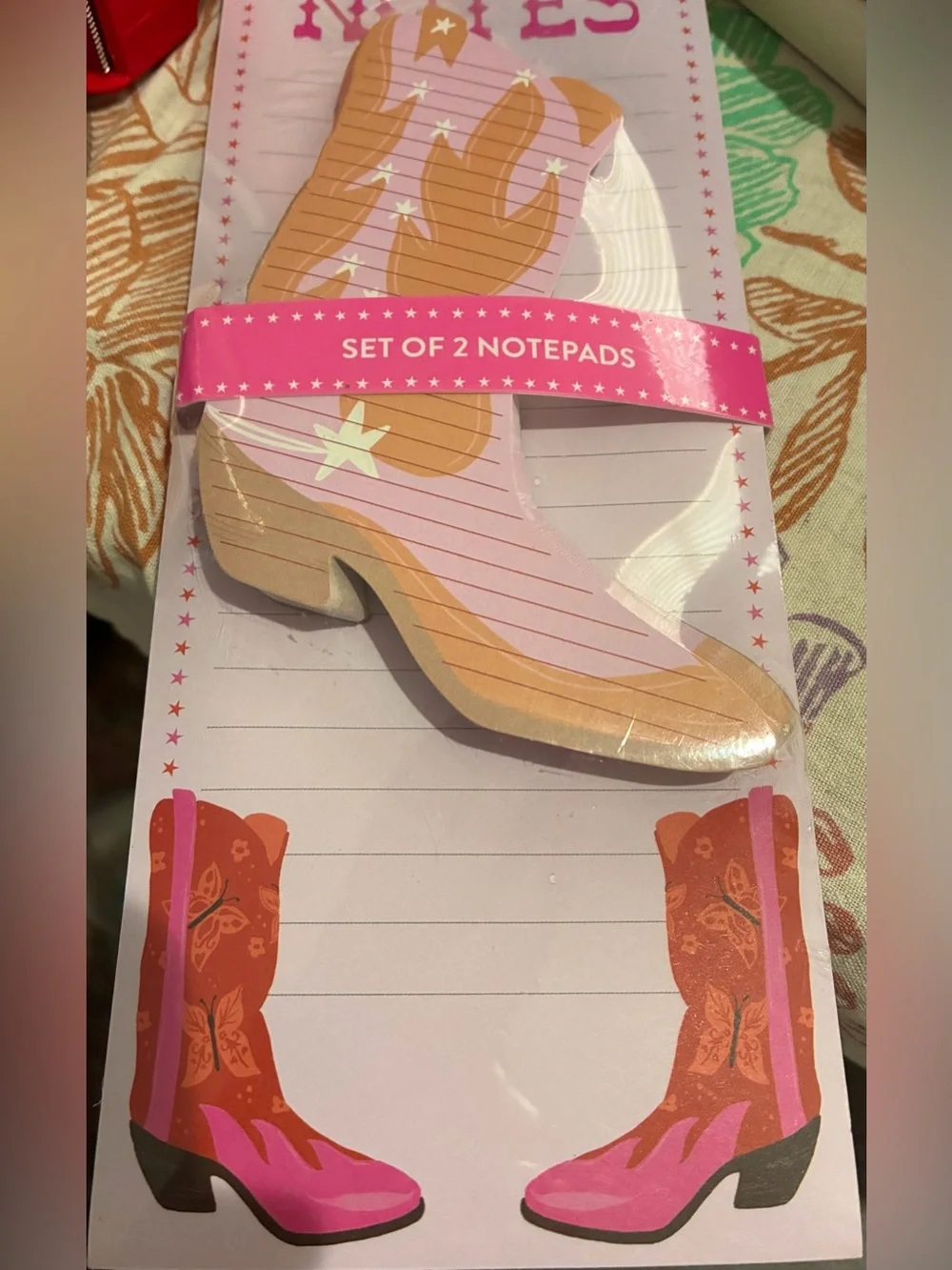 2 Western Cowgirl Boots Notepads. Pink, Tan & Orange. NWT